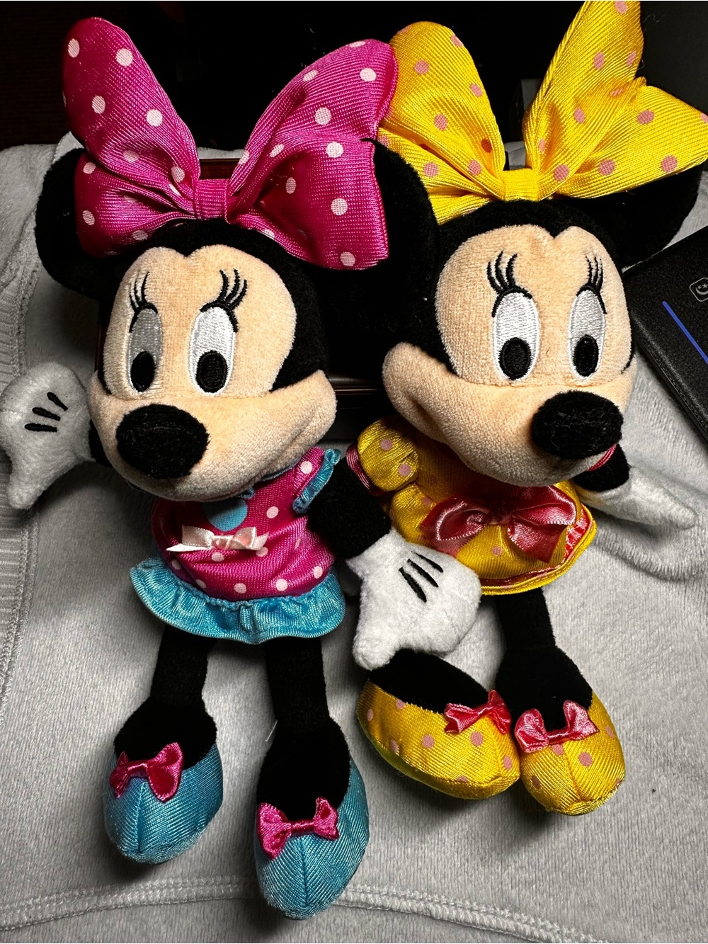 Disney Minnie Mouse Plush Toy - Pink & Yellow Polka Dot Bow Set lot 2
